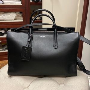 Saint Laurent rive gauche cabas black leather medium bag